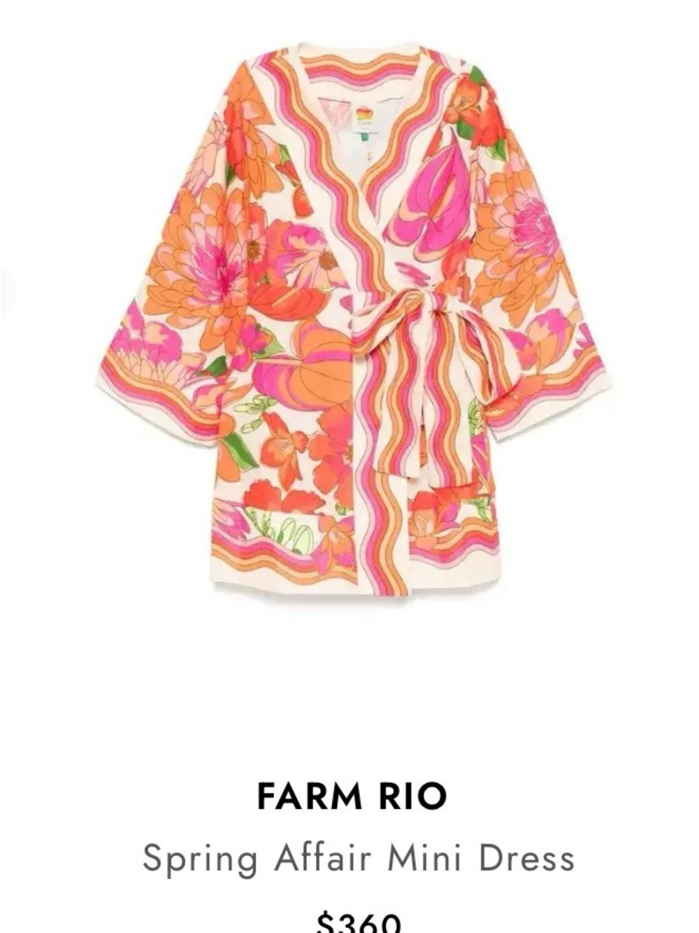 FARM Rio Cream Tunic with Pink & Orange Wave Print - Picture 9 of 9